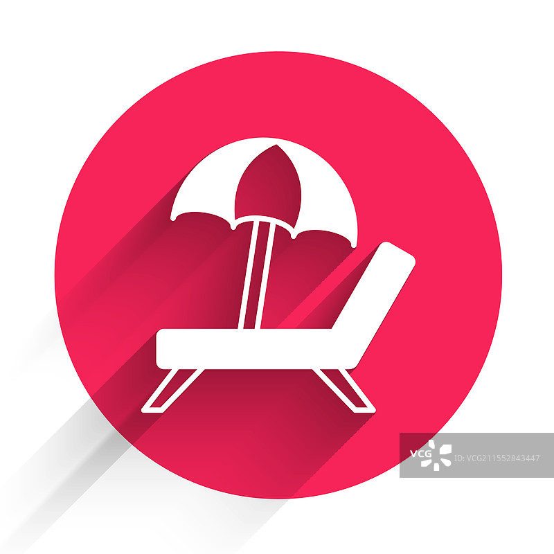 白色日光浴床图标，带有长阴影图片素材