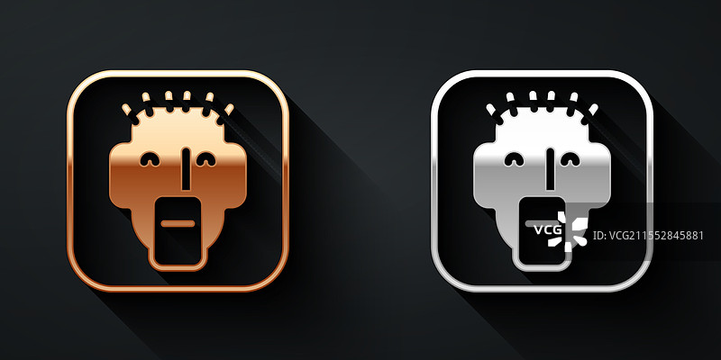 黑色背景上的金银色说唱歌手图标图片素材