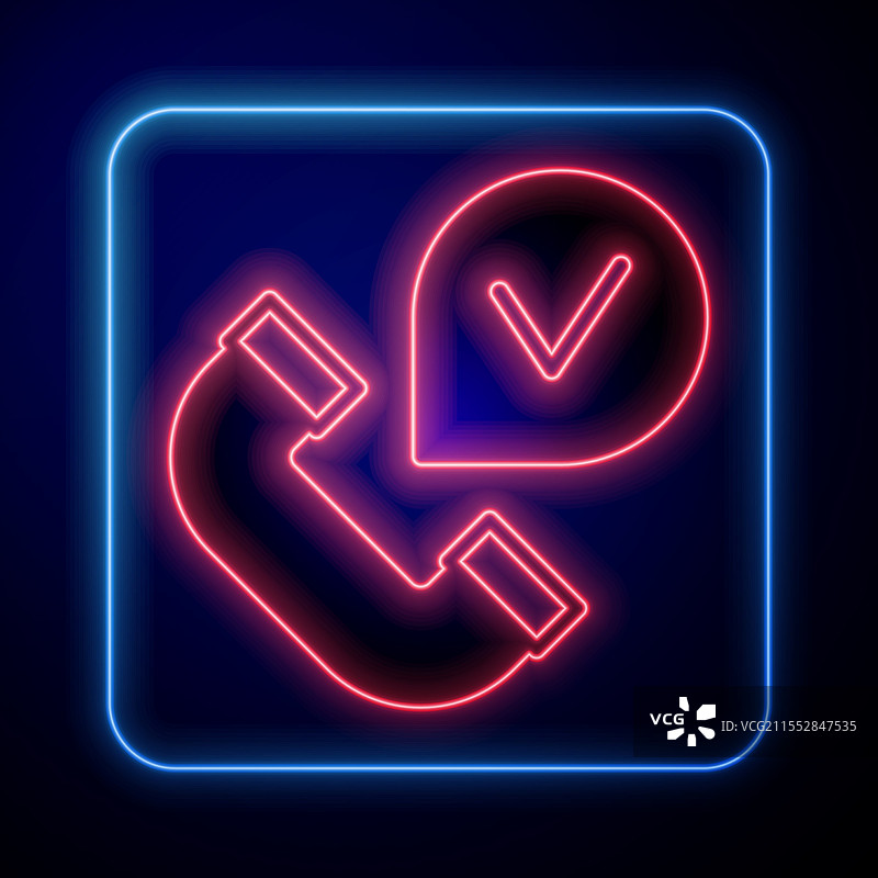 发光的霓虹电话听筒图标，孤立于背景上图片素材