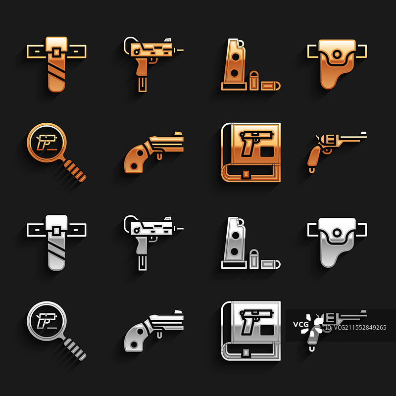 小型左轮手枪放在枪套中图片素材