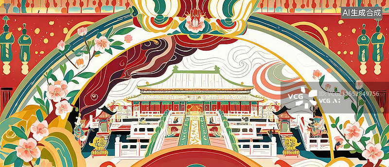 【AI数字艺术】蔺相如完璧归赵历史插画，玉璧外交谋略展现战国智慧博弈图片素材