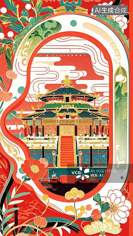 【AI数字艺术】蔺相如完璧归赵历史插画，玉璧外交谋略展现战国智慧博弈图片素材
