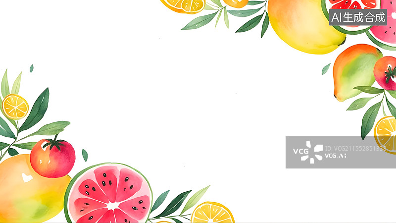【AI数字艺术】食物水彩PPT背景图片素材