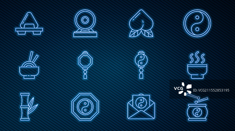 设置线条中国鼓茶道桃子水果图片素材