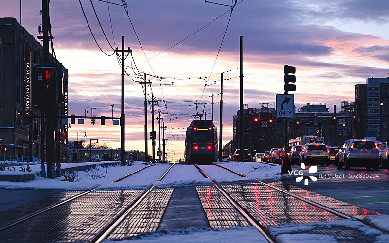 Wonderful Sunset-Boston Greenline BU 波士顿大学晚霞 绿线图片素材
