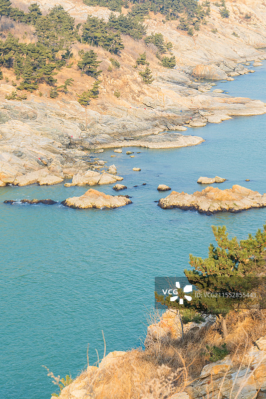 海边岩石的高角度视图图片素材