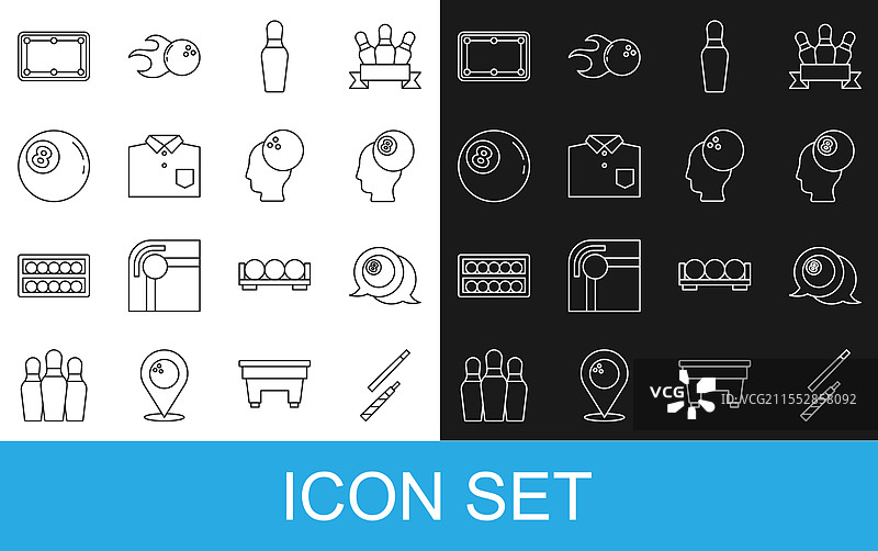 台球杆、台球、保龄球瓶、衬衫图片素材