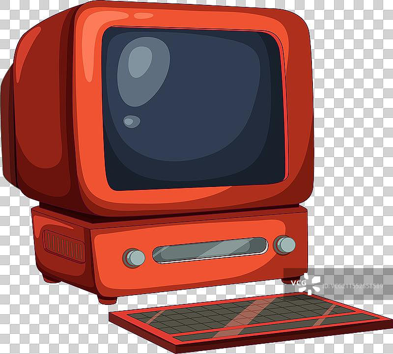 一台复古电视和键盘图片素材