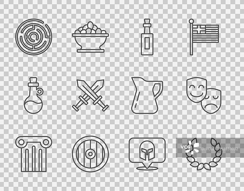 古老的柱子上放着月桂花环瓶图片素材