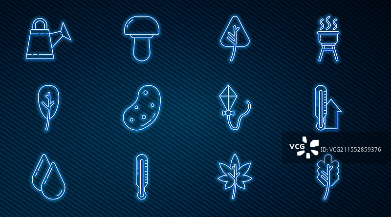 设置线叶或叶子气象温度计图片素材