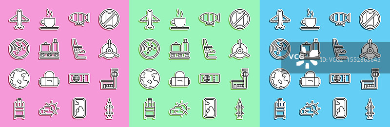 机场控制塔前排队的火箭和飞机图片素材