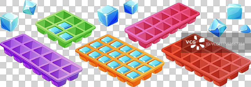 冰块托盘冷冻水模具图标孤立图片素材