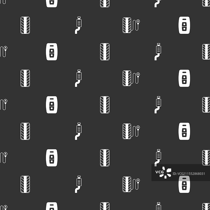 带遥控轮胎的汽车钥匙和轮胎压力计图片素材