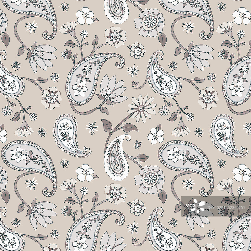 民族风格的水彩佩斯利花卉图案图片素材