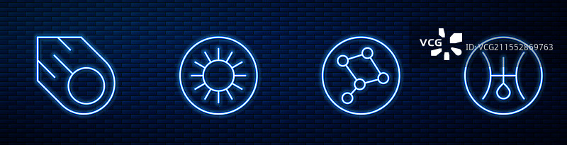 大熊座的彗星与太阳的线条设置图片素材