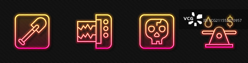 设置线条考古铲、地震仪和石油图片素材