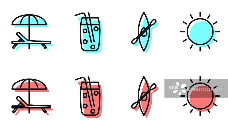 划艇或独木舟与桨、日光浴床和图片素材