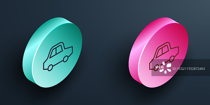 黑色背景上的等距线条玩具车图标图片素材