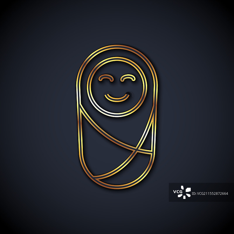 金色线条包裹的新生儿婴儿图片素材