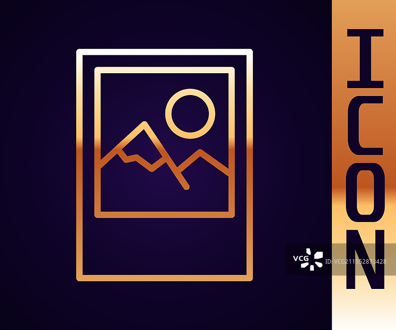 黑色背景上的金色线条相框图标图片素材