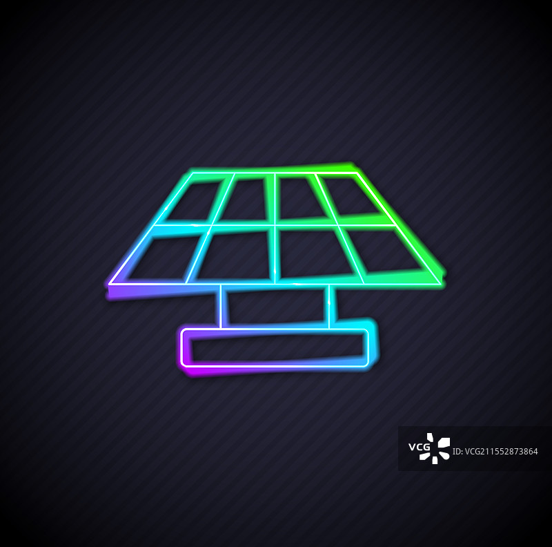 发光的霓虹线太阳能面板图标图片素材