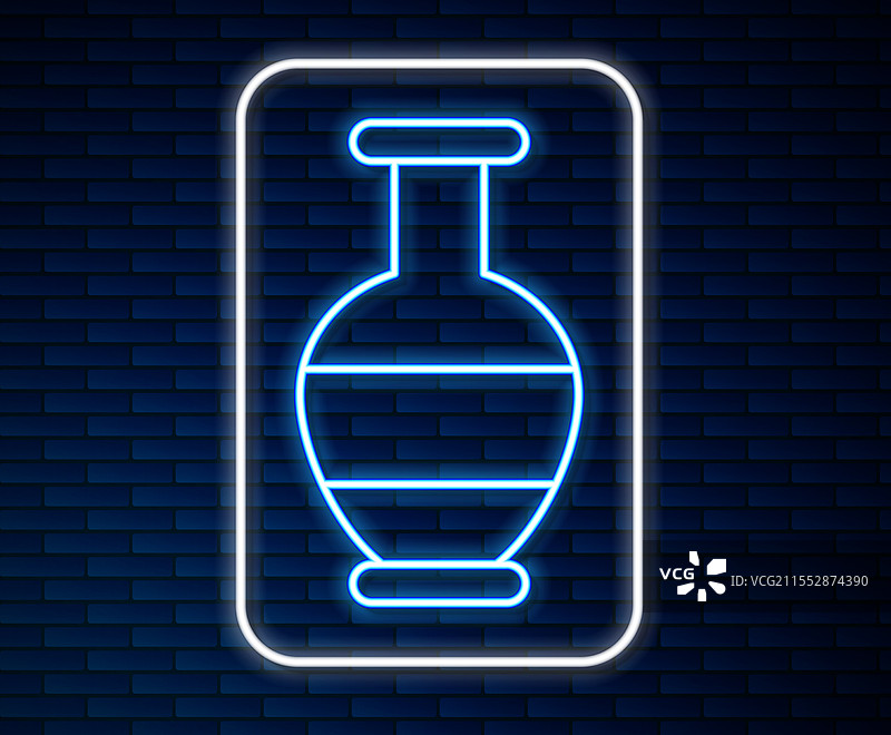 发光的霓虹线古代陶罐图标图片素材