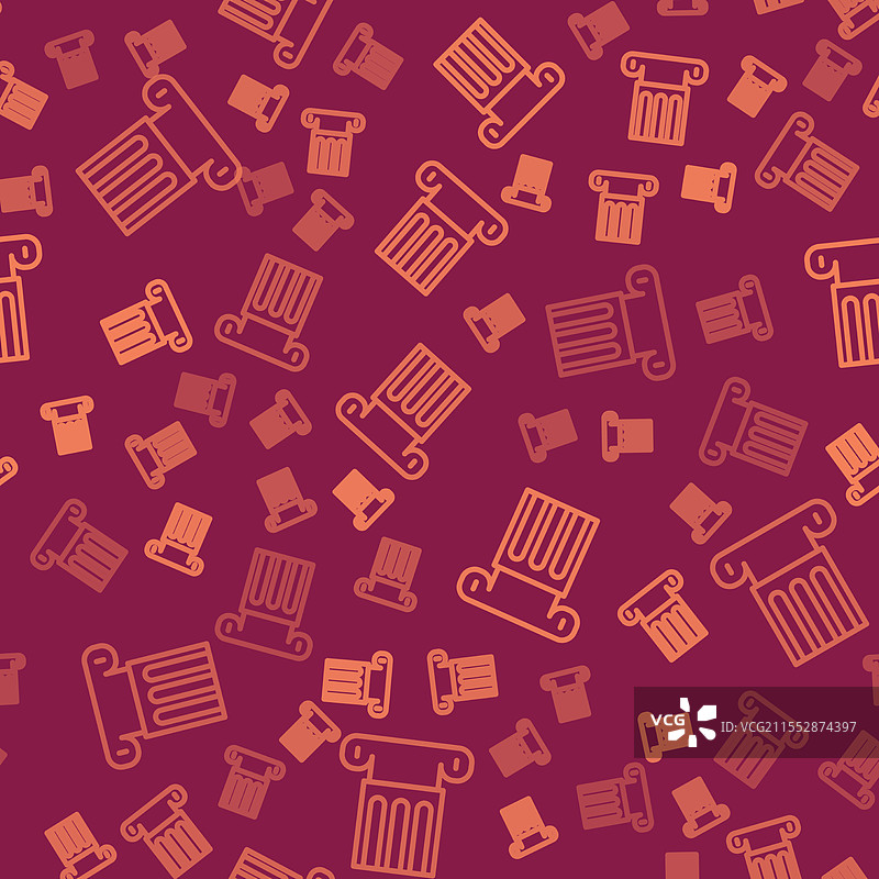 棕色线条古代柱子图标，孤立无缝图片素材