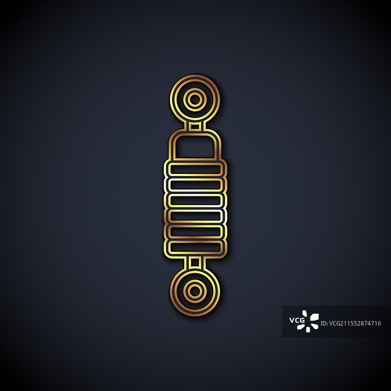 黑色背景上的金色线条减震器图标图片素材