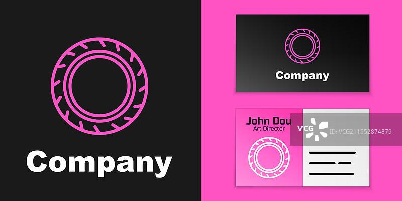 黑色背景上的粉色线条汽车轮胎图标图片素材