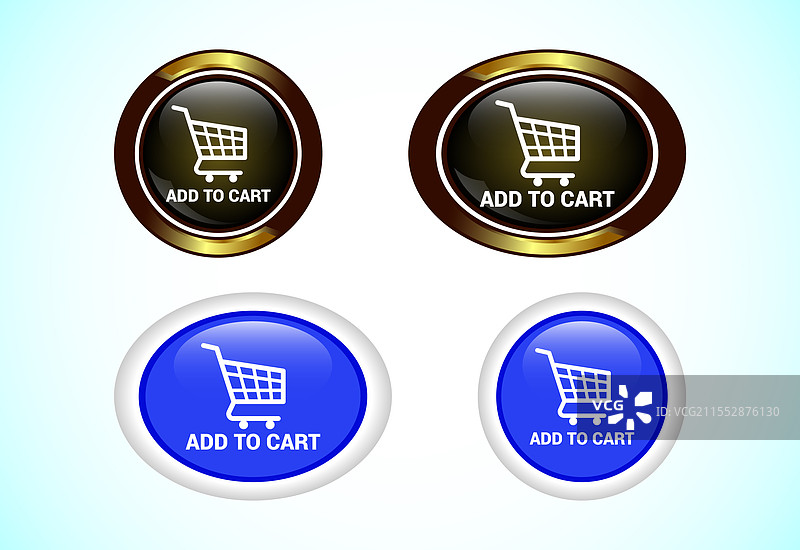 不同形状的“添加到购物车”按钮集合图片素材