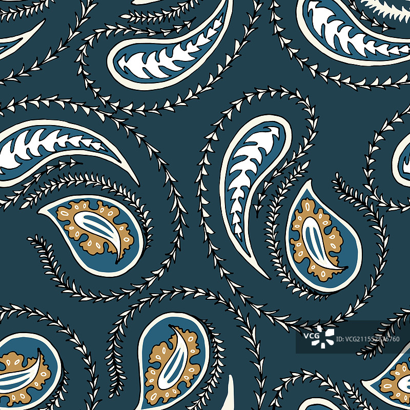 民族佩斯利图案与几何设计图片素材