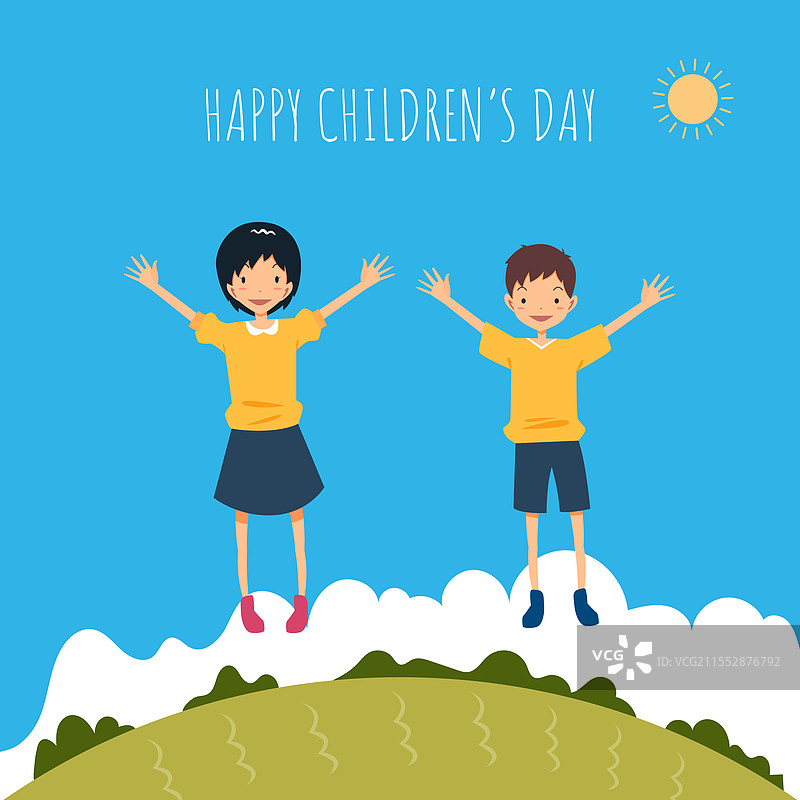 快乐孩子们在跳跃的背景图片素材