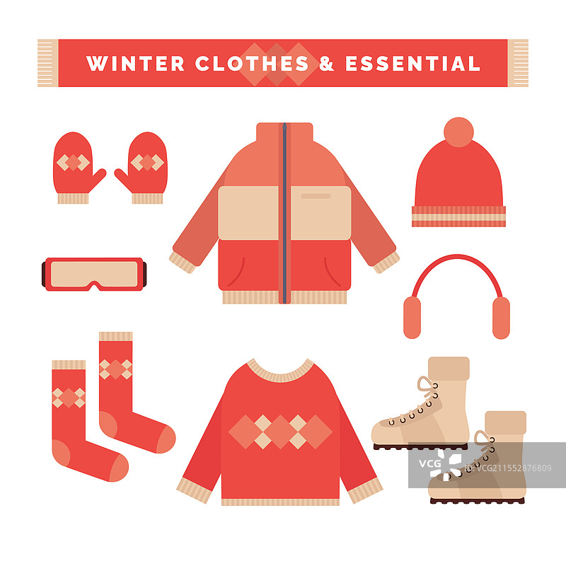 冬季必备服装的集合图片素材