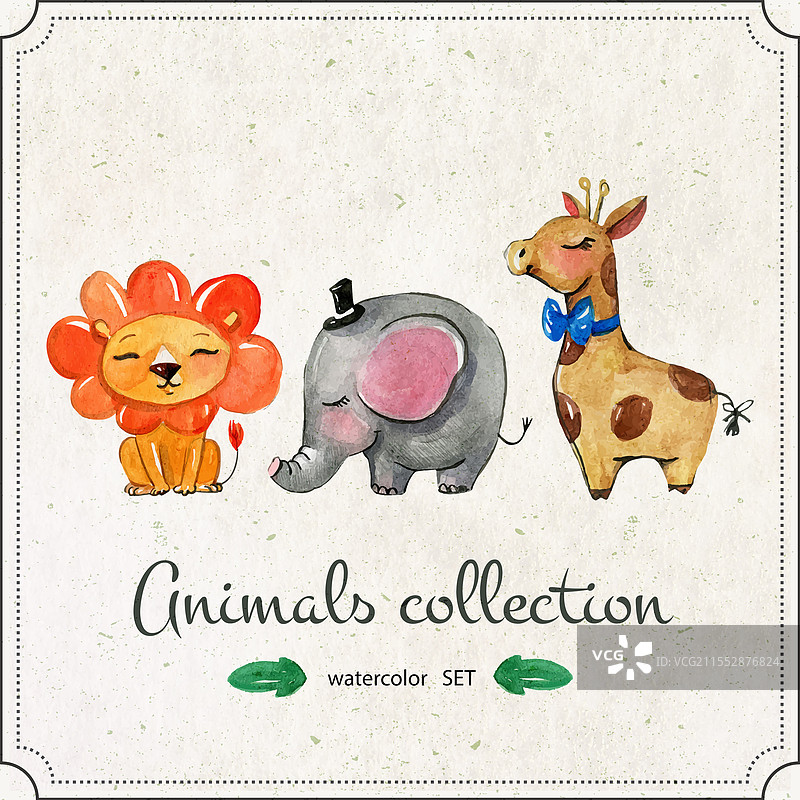 水彩画中的可爱大象动物图片素材