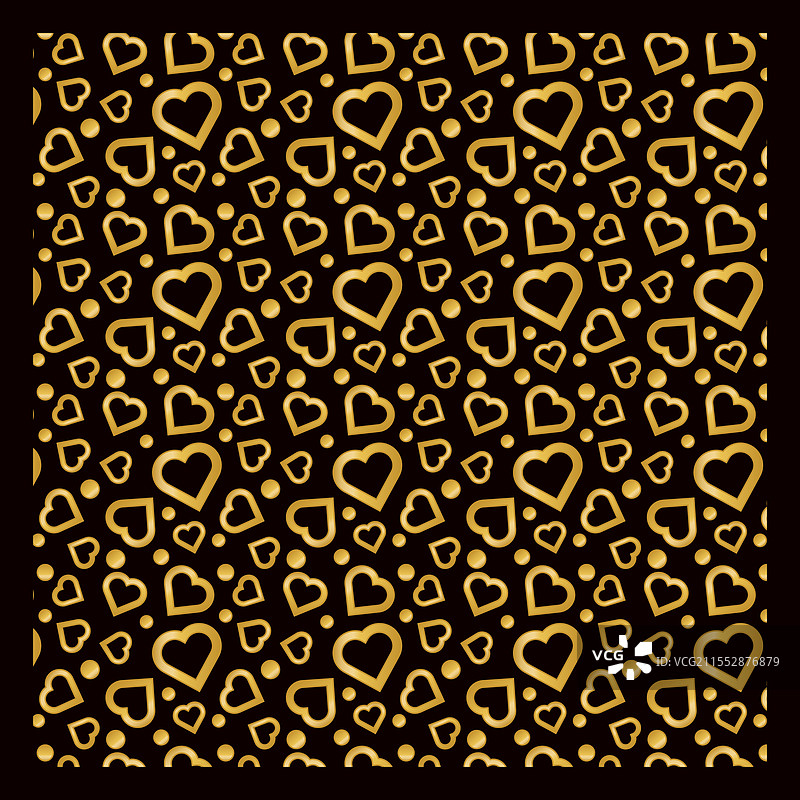 黑色背景上的金色心形图案图片素材