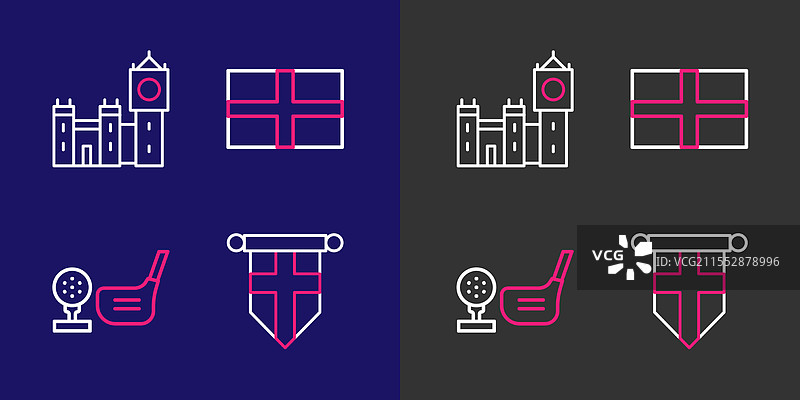 高尔夫俱乐部的英格兰国旗旗帜图片素材