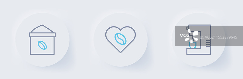 咖啡机爱好者与咖啡袋的排成一行图片素材