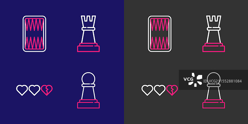 棋盘游戏中的心形线条象棋和双陆棋图片素材