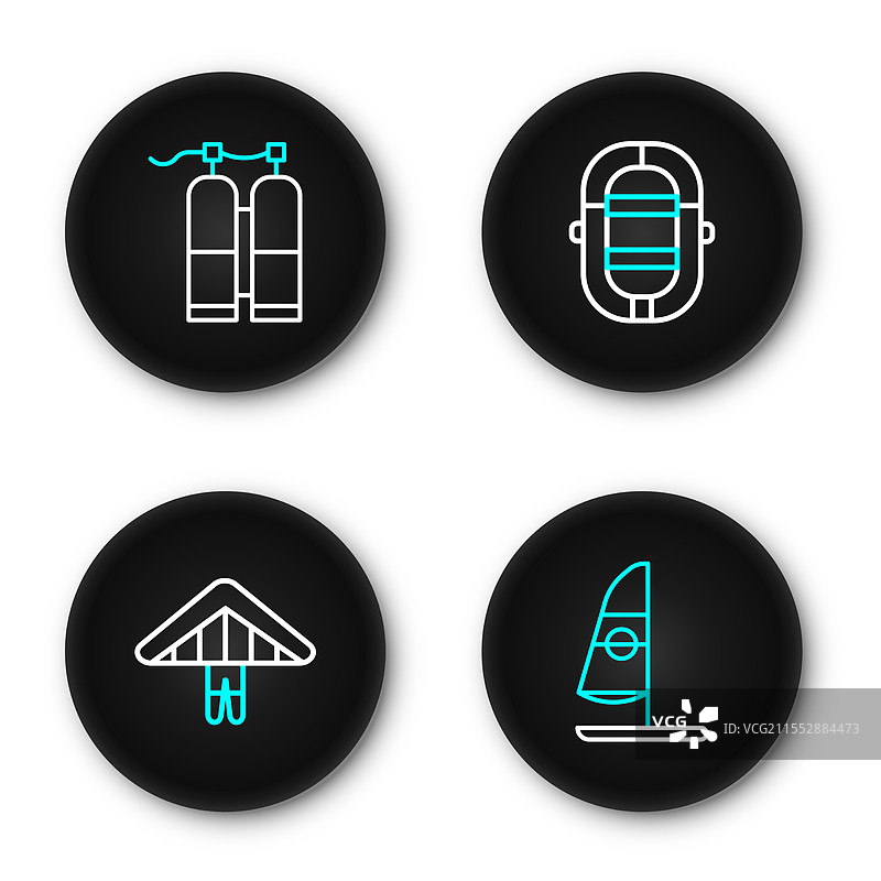 风帆冲浪、滑翔伞、漂流船和图片素材