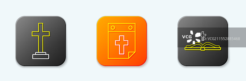 带有十字架的墓碑、日历、死亡和神圣元素图片素材