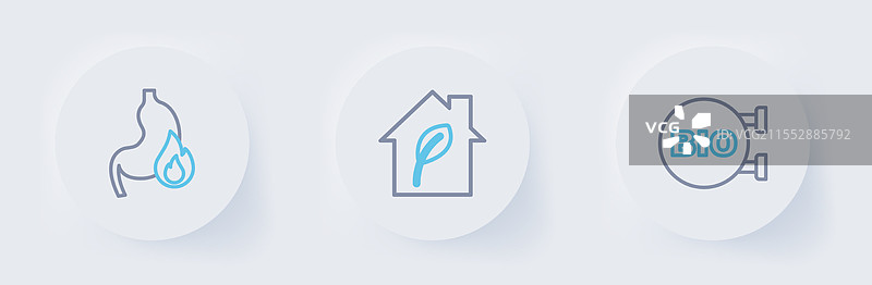 健康食品生态友好房屋的线条生物图片素材