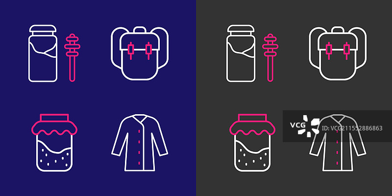 雨衣、果酱罐、书包和罐子图片素材