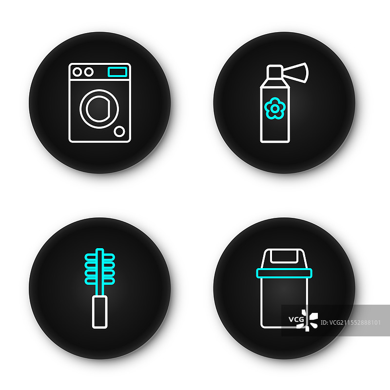 垃圾桶、马桶刷、空气清新剂的组合套装图片素材