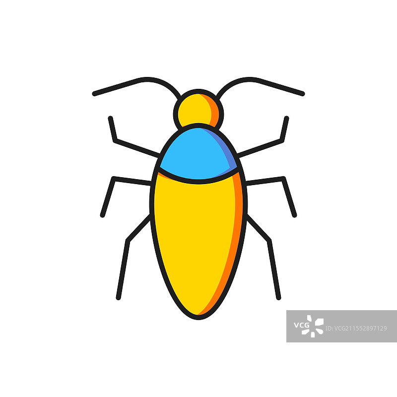 彩色蟑螂图标，背景为白色图片素材
