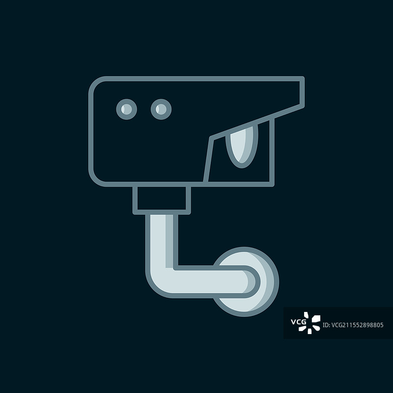 黑色背景上的线条安全摄像头图标图片素材