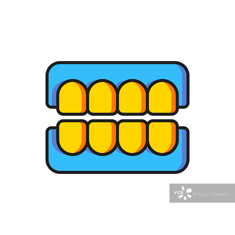 彩色假牙图标，背景为白色图片素材