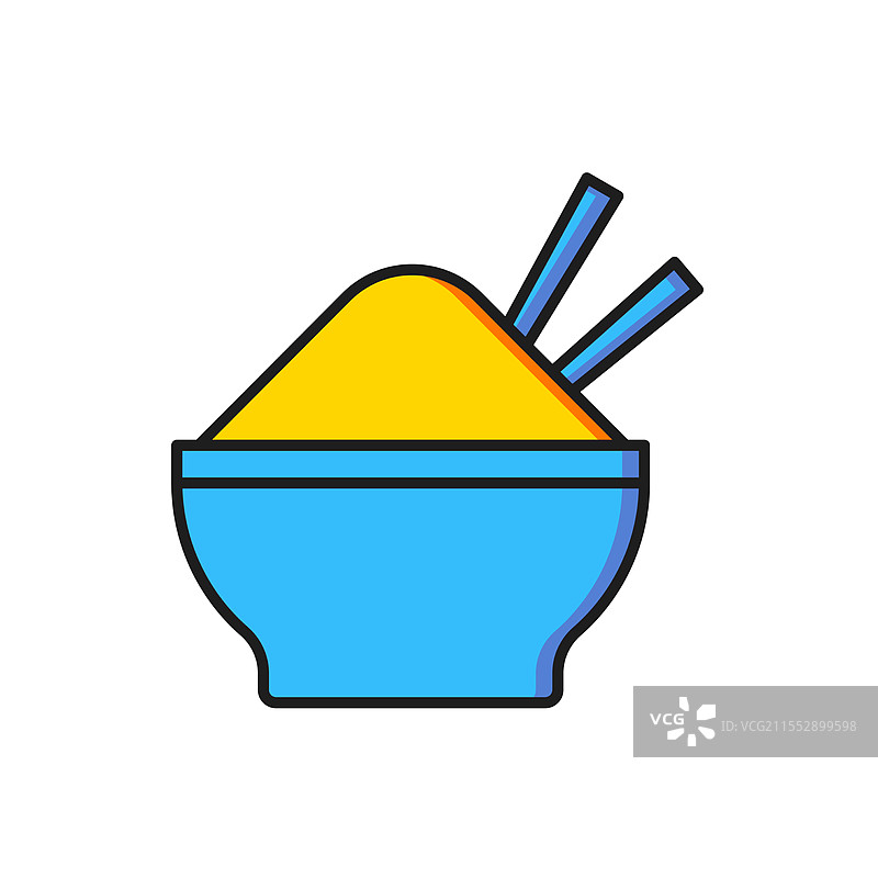 碗中的彩色米饭与筷子图标图片素材