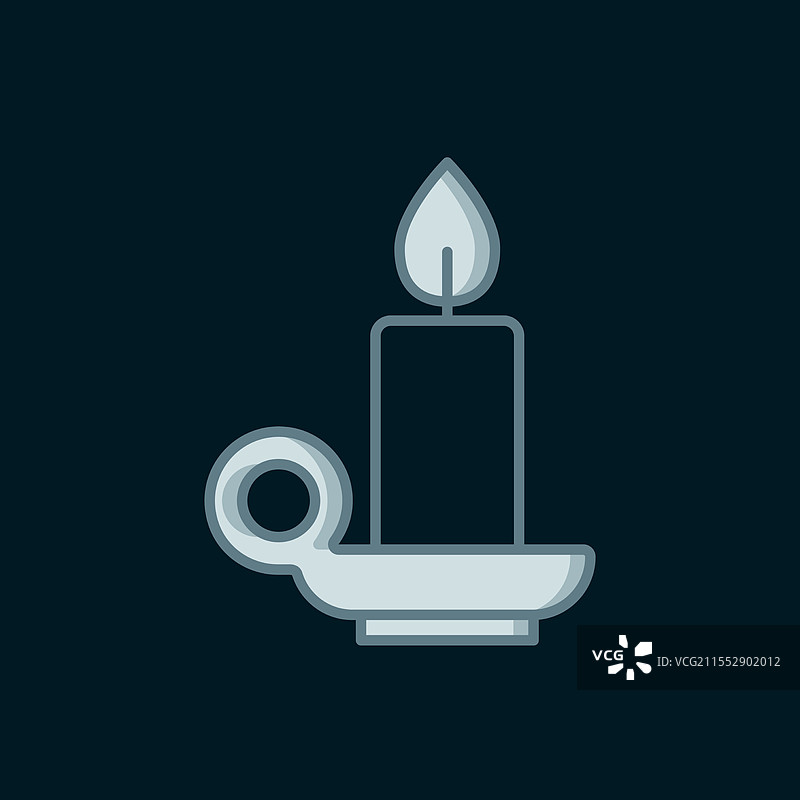蜡烛台中燃烧的蜡烛线条图标图片素材