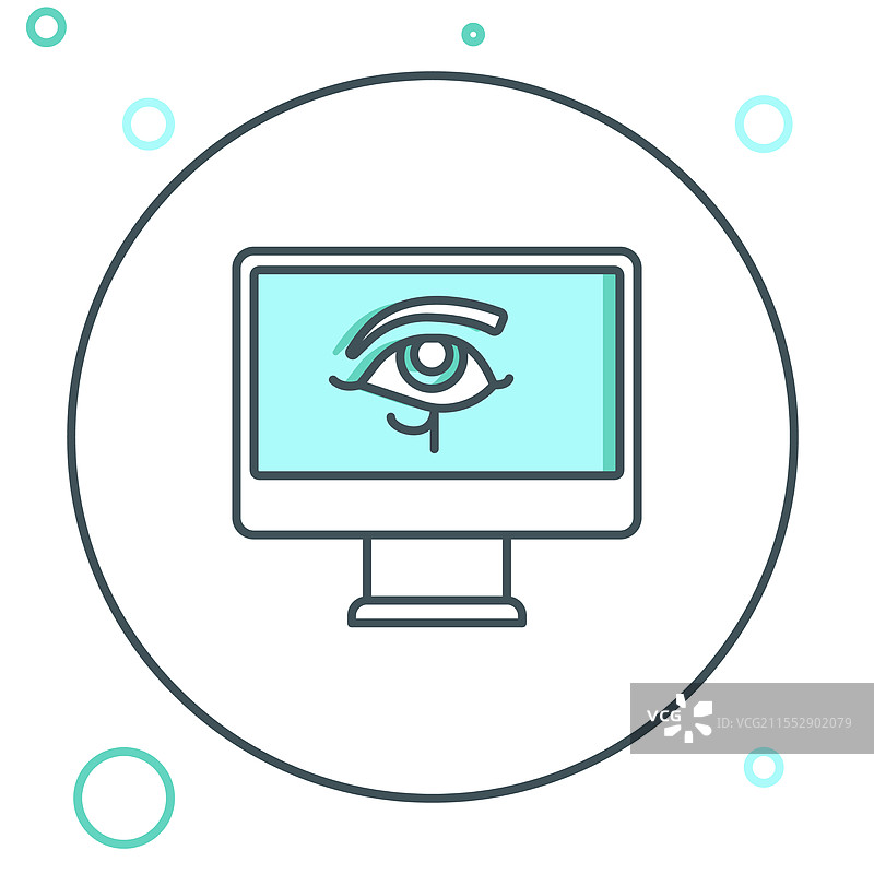 监视器上的霍鲁斯之眼线条图标图片素材
