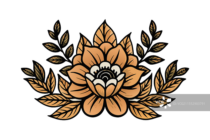 迷人的乡村花卉素描，带有黑色元素图片素材